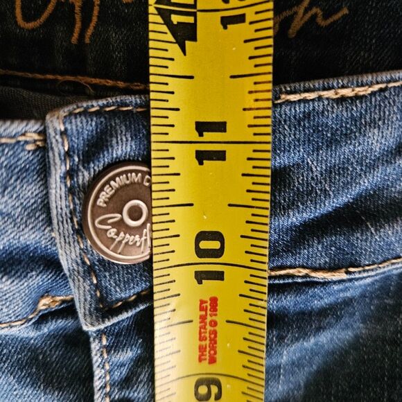 Copperflash Womens Jeans  Size 10  Murray Straight Cut-Off Crops  Lace Hem Blue - Picture 7 of 11